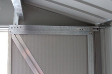 Load image into Gallery viewer, Abri de Jardin en Tôle Galvanisée Cabane de Rangement à Outils Porte Double 2 Aérations,277x191x192cm,Gris et Blanc -