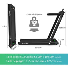 Load image into Gallery viewer, 2 en 1 Tapis de Course Electrique Pliable 1 à 12 Km/H avec Haut-parleur Bluetooth Télécommande Moteur 0,75HP Vert/Blanc/Noir/Rouge/Or/Noir et Argenté/Bleu -