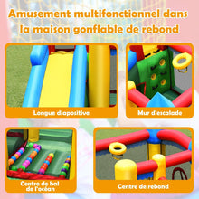 Load image into Gallery viewer, Château Gonflable 4 en 1 pour Enfant 3-10 Ans avec Toboggan Aire de Saut Mur d’Escalade Panier de Basketball -