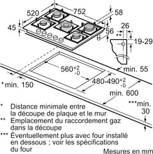 Load image into Gallery viewer, PPQ7A6I40,Série 6,Plaque gaz,5 feux,80 cm,Verre trempé noir