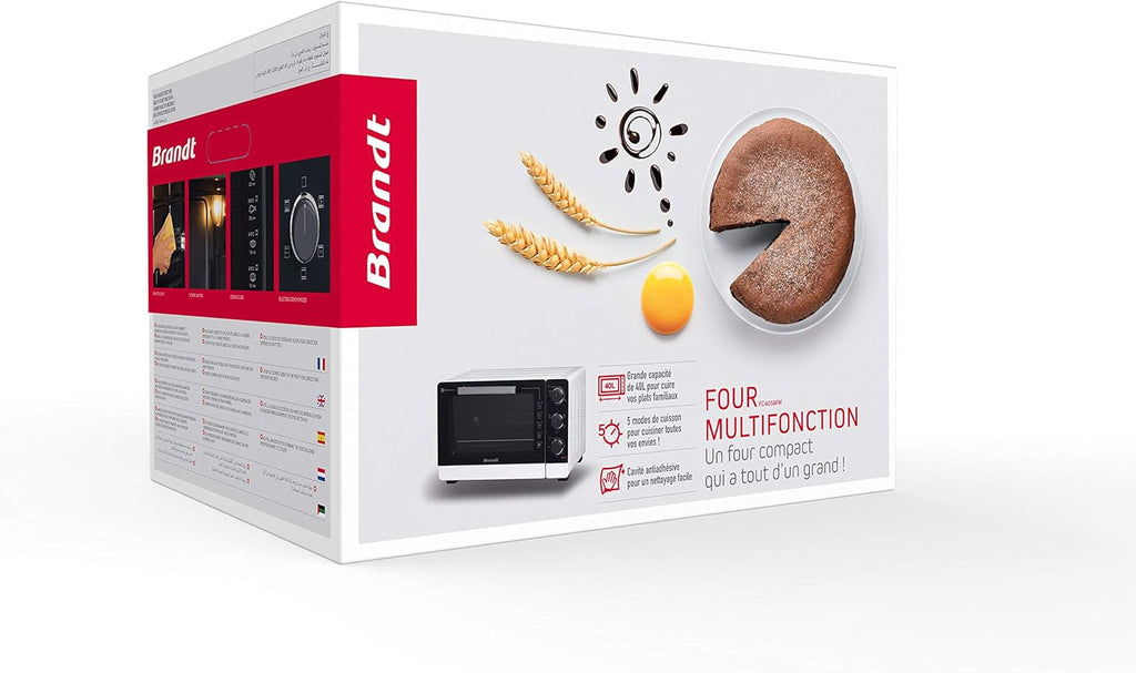 BRANDT - FC405MW - Mini four posable et compact 2100 W – Capacité 40L - Multifonction avec 5 modes de cuisson - Cuisson homogène - Double vitrage – Blanc