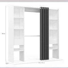 Load image into Gallery viewer, Dressing Extensible Blanc &amp; Gris avec Rideau - tagres - Double Penderie -