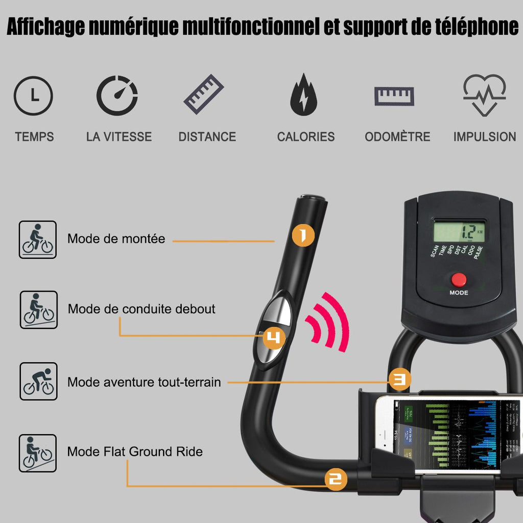Vlo d檃ppartement silencieux avec roue et guidon en acier -