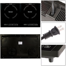 Load image into Gallery viewer, Double Plaque de Cuisson Electrique en Vitrocramique 1800W+1800W 2 Zones 8 Niveaux de Temprature/Puissance Variables Noir -