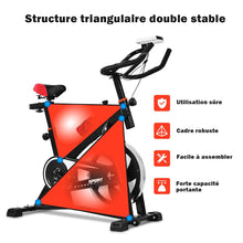 Load image into Gallery viewer, Vlo D檃ppartement Vlo Silencieux avec Courroie et Roue D檌nertie en Fer de 10kg Guidon et Selle Ajustable Noir + Rouge -