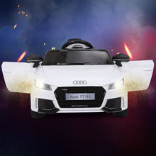 Load image into Gallery viewer, Voiture TTRS Electrique pour Enfants 12V Max. 5 Km/h Double Porte avec Tlcommande 2.4G Blanc/Rouge -
