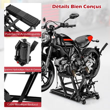 Load image into Gallery viewer, Cric Hydraulique pour Moto Capacité de 680 kg Table Élévatrice Moto Plateforme Réglable en Hauteur sur 3 Niveaux Rouge/Noir -