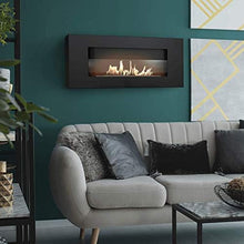 Load image into Gallery viewer, Cheminée Bio KRATKI Delta Flat avec vitrage | 400 x 900 cm | Conteneur de 0,4 L | Noir | Cheminée Murale | Idéal pour la Maison, Le Salon ou la Chambre | Testé TÜV - Rhénanie