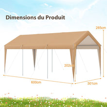 Load image into Gallery viewer, Abri de Voiture 301 x 600 cm Cadre en Métal Galvanisé Tente de Garage Portable avec Bâche Toutes Saisons Tente de Voiture pour Camions Bateaux -