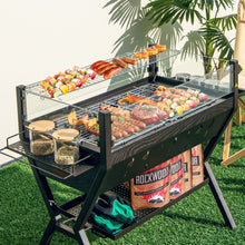 Load image into Gallery viewer, Barbecue  Charbon de Bois Gril au Charbon de Bois en Acier Inoxydable avec Pare-vent Supports d'Assaisonnement tagre de Rangement Marron -
