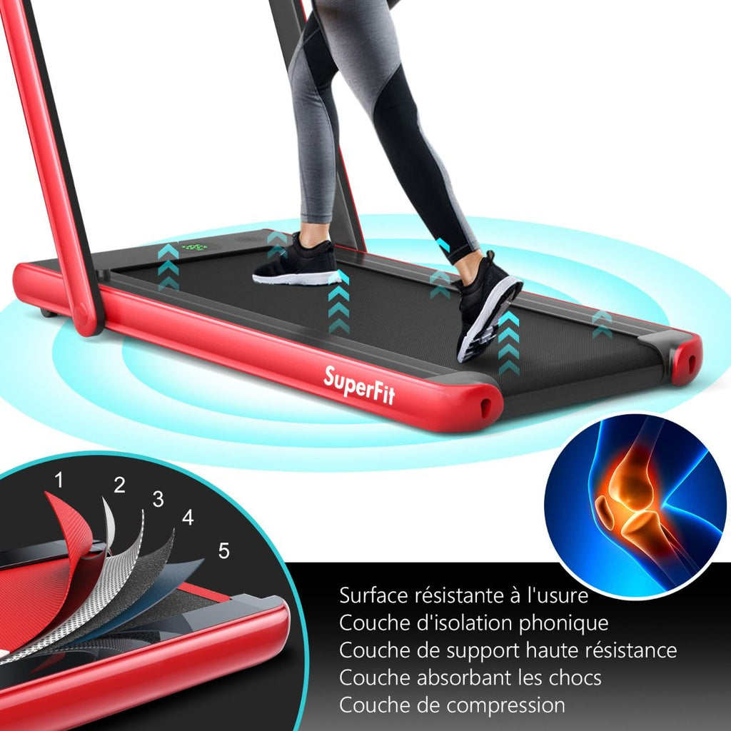 2 en 1 Tapis de Course Electrique Pliable 1 à 12 Km/H avec Haut-parleur Bluetooth Télécommande Moteur 0,75HP Vert/Blanc/Noir/Rouge/Or/Noir et Argenté/Bleu -