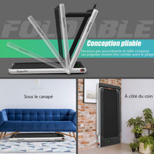 Load image into Gallery viewer, 2 en 1 Tapis de Course Electrique Pliable 1  12 Km/H avec Haut-parleur Bluetooth Tlcommande Moteur 0,75HP Vert/Blanc/Noir/Rouge/Or/Noir et Argent/Bleu -