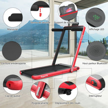 Load image into Gallery viewer, 2 en 1 Tapis de Course Electrique Pliable 1 à 12 Km/H avec Haut-parleur Bluetooth Télécommande Moteur 0,75HP Vert/Blanc/Noir/Rouge/Or/Noir et Argenté/Bleu -