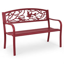 Load image into Gallery viewer, Banc de Jardin en Fer Rsistant de Haute Qualit Style Contemporain 2-3 Places Parfait pour Extrieur 127x60x88cm Rouge -
