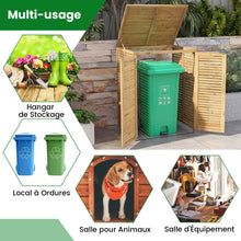 Load image into Gallery viewer, Abri  Poubelle en Bois de 120 L Abri pour Outils d'Extrieur avec Couvercle Ouvrable Doubles Portes Loquet de Verrouillage Naturel -