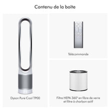 Load image into Gallery viewer, Dyson Pure Cool TP00 – Purificateur ventilateur tour sans pales, 10 vitesses, 434L/s, filtre HEPA 360°, capte 99,95% particules, Blanc/Argent