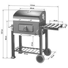 Load image into Gallery viewer, Barbecue  charbon de bois 3 en 1 avec thermomtre avec grille  hauteur rglable noir 1508003 -