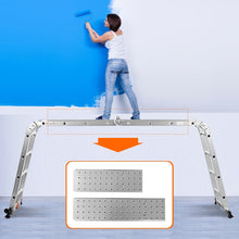 Load image into Gallery viewer, Échelle Polyvalente 5 en 1 avec 2 Montants 4 Plis 15 Echelons Pliable et Multifonction Capacité 150kg en Aluminium -