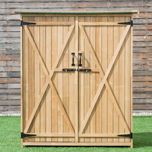 Load image into Gallery viewer, Abri de Jardin en Bois Cabane de Jardin Extérieur Double Portes avec Loquet Toit Incliné en Asphalte Cabanon Jardin Extérieur 140 x 50 x 162 cm Naturel -