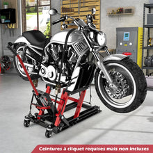 Load image into Gallery viewer, Cric Hydraulique pour Moto Capacité de 680 kg Table Élévatrice Moto Plateforme Réglable en Hauteur sur 3 Niveaux Rouge/Noir -