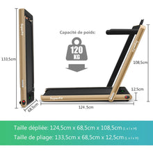 Load image into Gallery viewer, 2 en 1 Tapis de Course Electrique Pliable 1 à 12 Km/H avec Haut-parleur Bluetooth Télécommande Moteur 0,75HP Vert/Blanc/Noir/Rouge/Or/Noir et Argenté/Bleu -