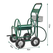Load image into Gallery viewer, Dévidoir de Tuyau d’Arrosage avec 4 Roulettes Chariot pour 1.7m de Tuyau d’Arrosage Panier,95x62x113cm,Vert -