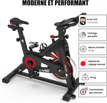 Load image into Gallery viewer, CARE FITNESS - VÉLO DE BIKING - Speed racer - velo d'appartement avec écran LCD-Masse d'inertie 22kg-Guidon et selle réglable