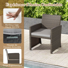Load image into Gallery viewer, Ensemble Meuble de Salon 5PCS Salon de Jardin en Rotin PE avec Coussin pour Balcon Piscine Terrasse Gris/Blanc -