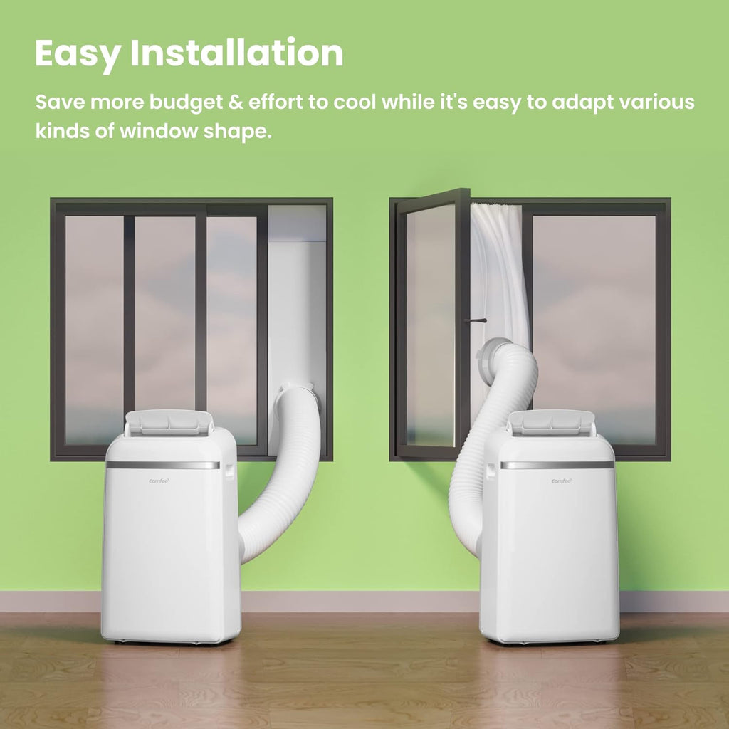 COMFEE' Climatiseur Mobile 12000 BTU/H 3,5 kW, 3 Modes, Fonction Follow Me, Télécommande, pour grandes pièces de 43㎡/117m³, Kit d'évacution inclus, Réfrigérant naturel, PAC 12000
