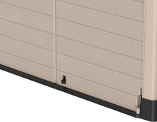 Load image into Gallery viewer, Duramax StoreAway 1200L Plastic Garden Shed/ Flat Lid,Outdoor Storage Shed,Wheelie Bin Hideaways,Wheelie bin box,Durable Construction,Ideal for Bikes,BBQs &amp; 2x 240L Bins,145x85x125 cm,Brown