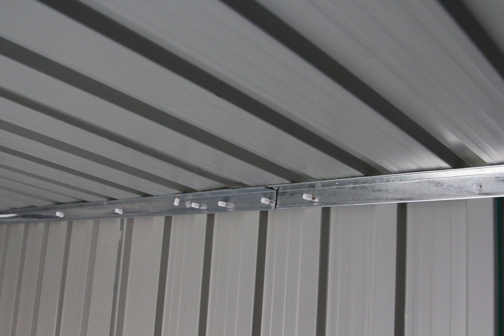 Abri de Jardin en Tôle Galvanisée Cabane de Rangement à Outils Porte Double 2 Aérations,277x191x192cm,Gris et Blanc -