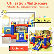 Load image into Gallery viewer, Ch芒teau Gonflable pour Enfant avec Espace de Rebonds Petite Maison Toboggan Panier de Basket(sans Gonfleur) -