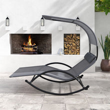 Load image into Gallery viewer, Chaise Longue Double Chaise à Bascule pour 2 Personnes 2 Appui-Têtes Amovibles Cadre en Métal Robuste Lit de Repos Ergonomique 2 Places Gris/Noir/Beige -