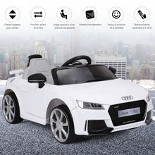 Load image into Gallery viewer, Voiture TTRS Electrique pour Enfants 12V Max. 5 Km/h Double Porte avec Tlcommande 2.4G Blanc/Rouge -