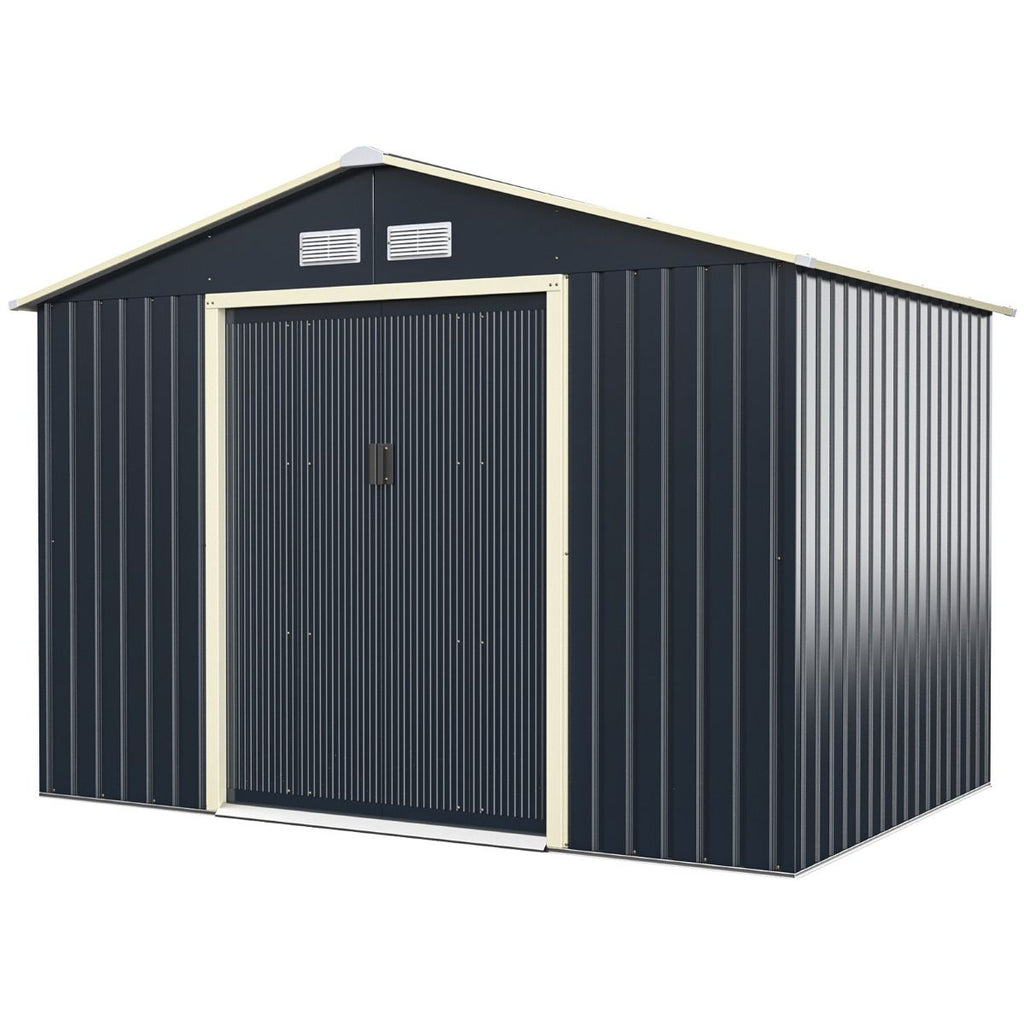 Abri de Jardin en Mtal 5,29 銕77 x 191 x 202 cm avec 2 Portes Coulissantes Verrouillables 4 Trous d橝ration Gris pour Vlo -