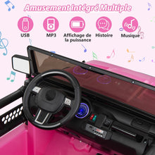 Load image into Gallery viewer, Voiture lectrique 24v pour Enfants 2 Places Tlcommande Musique Histoire Klaxon Usb Fonction de Dmarrage Lent Suspensions  Ressort Blanc/Noir/Rose/Violet -