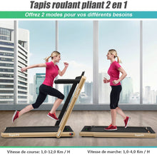 Load image into Gallery viewer, 2 en 1 Tapis de Course Electrique Pliable 1 à 12 Km/H avec Haut-parleur Bluetooth Télécommande Moteur 0,75HP Vert/Blanc/Noir/Rouge/Or/Noir et Argenté/Bleu -