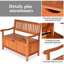 Load image into Gallery viewer, Banc de Jardin 2 Places 107 x 59 x 90 CM en Bois d'Acacia avec Compartiment de Rangement pour Jardin Terrasse Balcon -