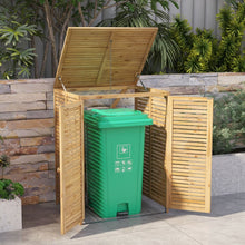 Load image into Gallery viewer, Abri à Poubelle en Bois de 120 L Abri pour Outils d'Extérieur avec Couvercle Ouvrable Doubles Portes Loquet de Verrouillage Naturel -