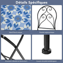 Load image into Gallery viewer, Ensemble Table et 2 Chaises Pliantes de Bistrot 2 Personnes Design Carreaux de Mosaïque Collés sur du Ciment pour Terrasse -
