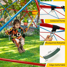 Load image into Gallery viewer, D么me d'Escalade de 305cm avec Balanoire Cage d'Escalade en Mtal Charge Max 363 kg Intrieur Extrieur pour Enfants de 3-10 Ans Jaune/Rouge -