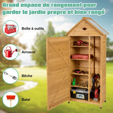 Load image into Gallery viewer, Abri de Jardin Extérieur à 5 Etagères Cabane Verrouillable en Bois de Sapin Toit en Tôle Galvanisée -