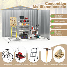 Load image into Gallery viewer, Abri de Rangement 259cm x196cm avec Base de Fondation Maison à Outils en Métal Galvanisé avec 4 Aérations Imperméable et Coupe-vent Naturel -