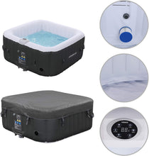 Load image into Gallery viewer, Arebos Spa Gonflable | pour l'intérieur et l'extérieur | 4 Personnes | 154x154cm | 100 Jets de Massage | Spa Bien-être Chauffage | Massage Gonflable Carré | 600 litres