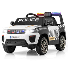Load image into Gallery viewer, Voiture de Police Electrique Alimente par Batterie 12 V/7 A Tlcommande Connexion Sans Fil Musique Klaxon Sirne Lumires LED Blanc -