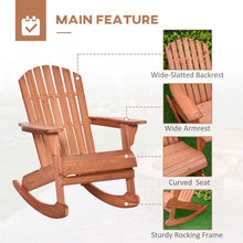 Load image into Gallery viewer, Chaise bascule Adirondack Muskoka en bois avec design lattes en bois,dossier en ventail et style rustique classique,teck -