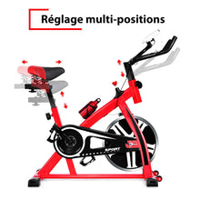 Load image into Gallery viewer, Vélo d'Exercice Intérieur avec Volant d'Inertie 8 KG Silencieux Bouilloire Porte-gobelet Ecran LCD Selle et Huidon Réglables -