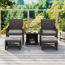 Load image into Gallery viewer, Ensemble Meuble de Salon 5PCS Salon de Jardin en Rotin PE avec Coussin pour Balcon Piscine Terrasse Gris/Blanc -