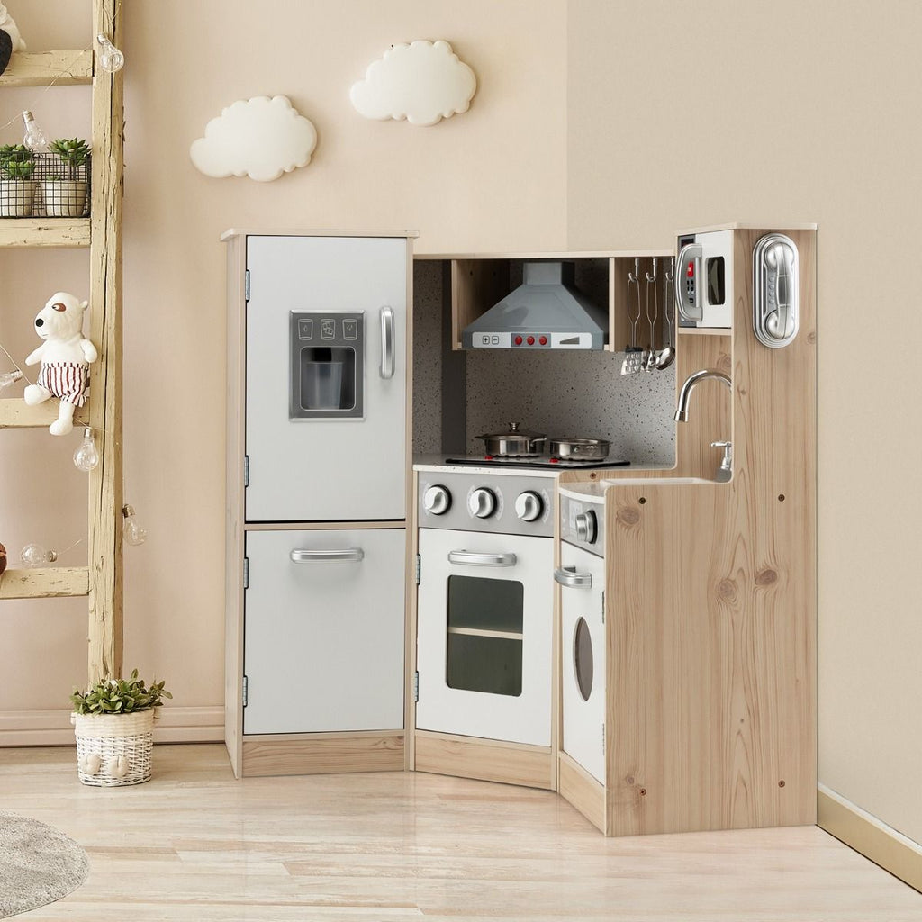 Cuisine Enfants en Bois XXL Angle 105 x 49 x 85 cm ( L x l x H ) Cuisine Complet avec Four Lave Linge 3 An+ -