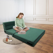 Load image into Gallery viewer, ANONER Canapé de Sol Convertible Canapé Convertible 1 Place, Canape Lit 1 Place en Mousse à Mémoire de Forme &amp; Oreiller, Matelas Pliant Sofa pour Chambre Salon, Vert Foncé